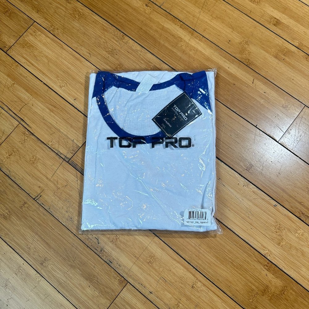 TOP PRO Men's Short Sleeve Baseball Tee Shirt (S, Royal Blue/White)